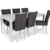 Sandhamn Matgrupp; Bord 180x95 cm med 6 st Crocket stolar - Vit / Grå + 6.00 x Stolsdyna