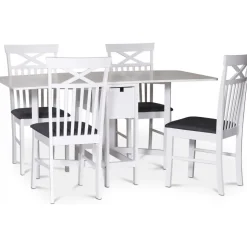 Sandhamn matgrupp; Klaffbord med 4 st Sofiero stolar med kryss i ryggen