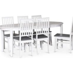 Sandhamn matgrupp; Ovalt matbord med 6 st Fårö matstolar + 4.00 x Möbeltassar