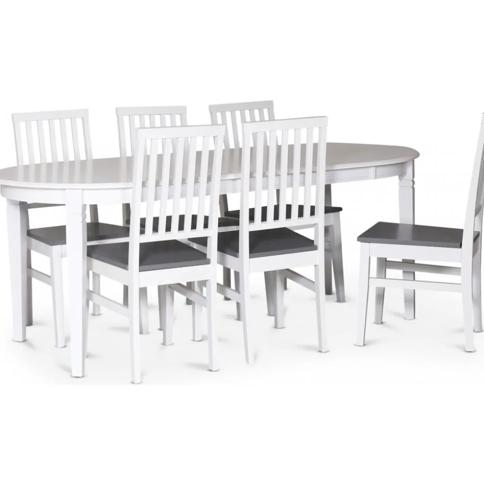 Sandhamn matgrupp; Ovalt matbord med 6 st Fårö matstolar + 4.00 x Möbeltassar