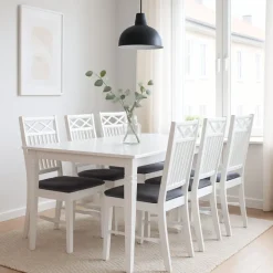 Sandhamn matgrupp; 180x95 cm bord med 6 st Sandhamn Gripsholm matstolar