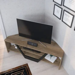 Sares TV-bänk - Valnöt/svart