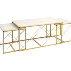 Satsbord Defne i 3 delar - Guld/marmor