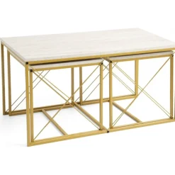 Satsbord Defne i 3 delar - Guld/marmor