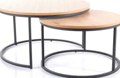 Satsbord ek/svart Ø80/60 cm - Atlanta
