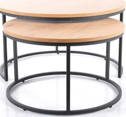 Satsbord ek/svart Ø80/60 cm - Atlanta