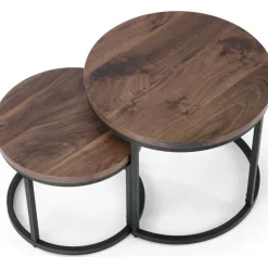 Satsbord valnöt/svart Ø43/53 cm - Tore + Möbeltassar