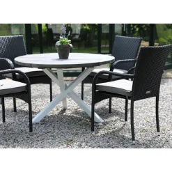 Scottsdale matbord Ø112 cm - Shabby Chic Grå/Vit + Textilskydd för utemöbler