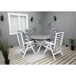 Scottsdale matbord Ø112 cm - Shabby Chic Grå/Vit + Textilskydd för utemöbler