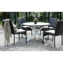 Scottsdale matbord Ø112 cm - Shabby Chic Grå/Vit + Rengöringsmedel för utemöbler