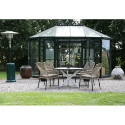 Scottsdale utematgrupp runt bord med 4 st Ystad karmstolar - Grå/Svart/Vit