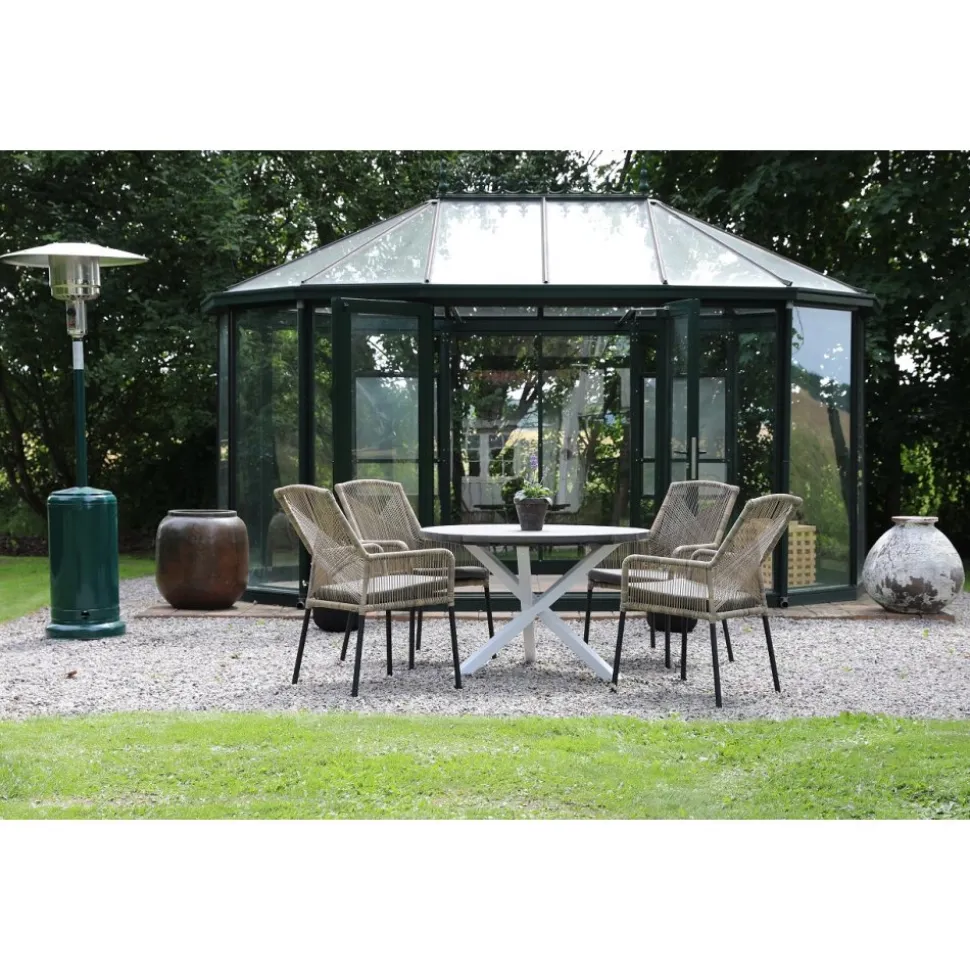 Scottsdale utematgrupp runt bord med 4 st Ystad karmstolar - Grå/Svart/Vit