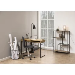 Seaford skrivbord 110 cm - Ek/svart + Möbeltassar