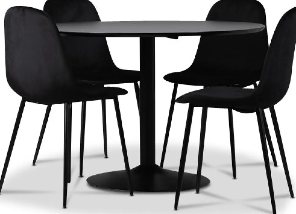Seat matgrupp, matbord med 4 st Carisma sammetsstolar - Svart/Svart + 4.00 x Stolsdyna