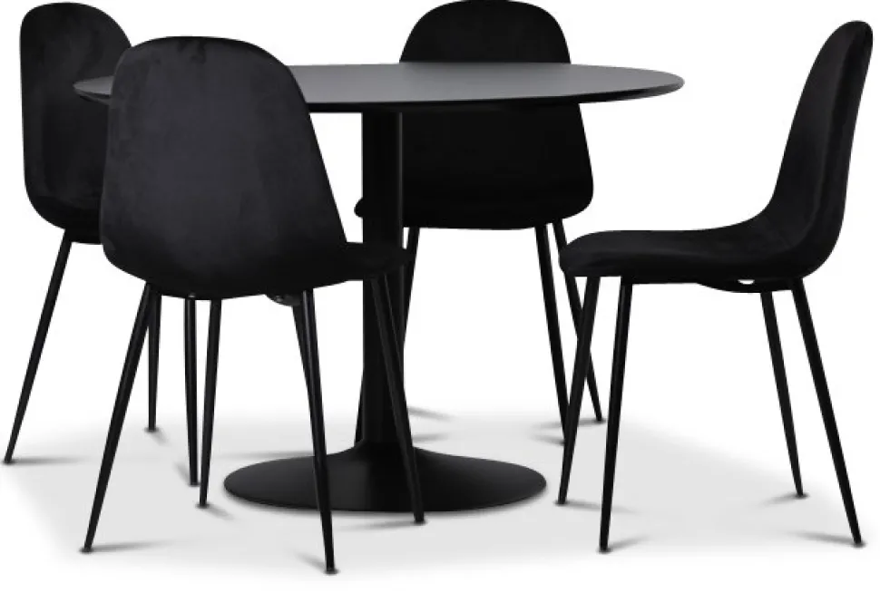 Seat matgrupp, matbord med 4 st Carisma sammetsstolar - Svart/Svart + 4.00 x Stolsdyna