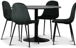 Seat matgrupp, matbord med 4 st Carisma sammetsstolar - Svart/Mörkgrön + 4.00 x Stolsdyna