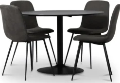 Seat matgrupp, matbord med 4 st Smokey matstolar - Svart/Vintage + 4.00 x Stolsdyna