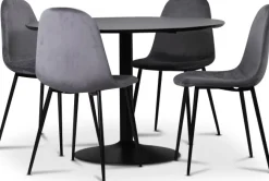 Seat matgrupp, matbord med 4 st Carisma sammetsstolar - Svart/Grå + 3.00 x Möbeltassar