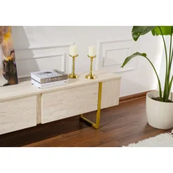 Serenity TV-bänk - Travertin/guld