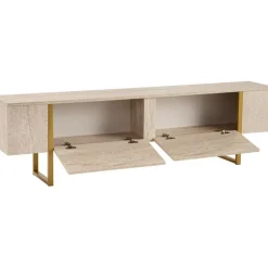 Serenity TV-bänk - Travertin/guld