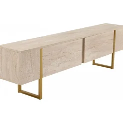 Serenity TV-bänk - Travertin/guld