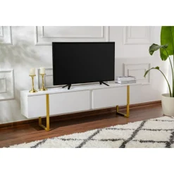 Serenity TV-bänk - Vit/guld