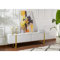 Serenity TV-bänk - Vit/guld