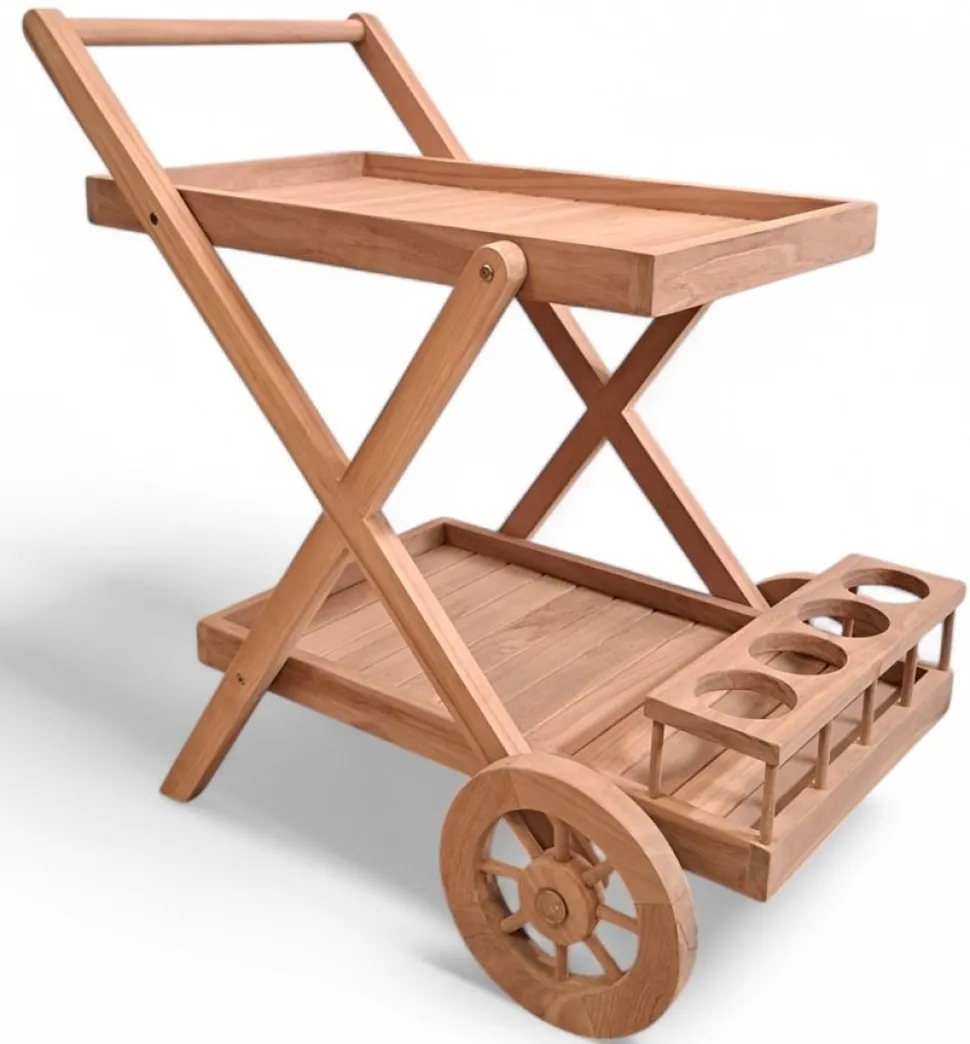 Serveringsvagn i teak - Saltö + Textilskydd för utemöbler