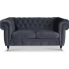 Sheffield Chesterfield 2-sits - Grå (sammet)