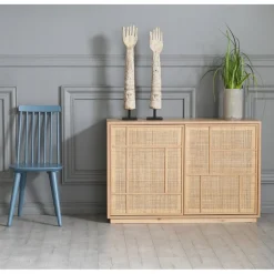 Sideboard med förvaring och rottingdörrar 120 cm bred - Stockholm