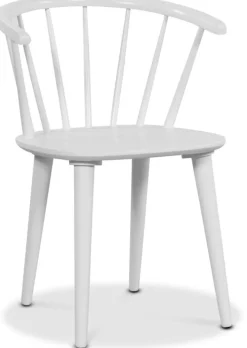 Signum matgrupp Slagbord vit/ek med 4 st vita fredrik pinnstolar med karm + 3.00 x Möbeltassar