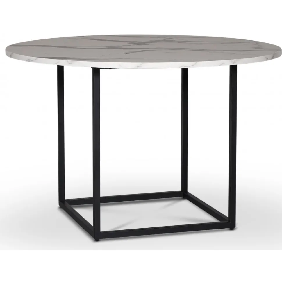 Sintorp runt matbord Ø115 cm - Vit marmor (Exklusivt laminat)