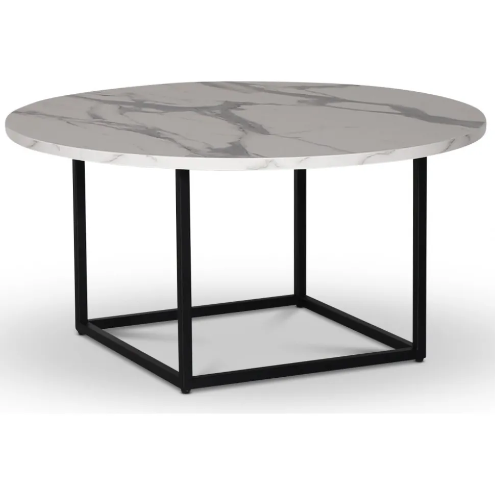 Sintorp runt soffbord Ø90 cm - Vit marmor (Exklusivt laminat)