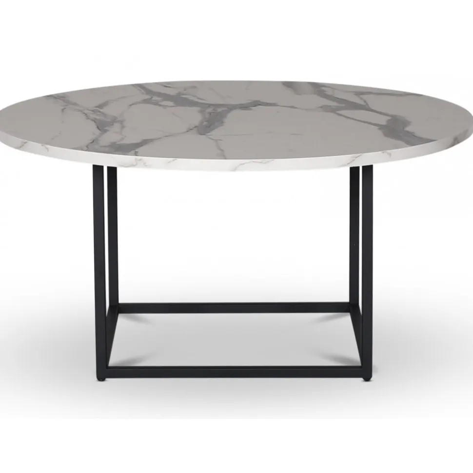 Sintorp runt soffbord Ø90 cm - Vit marmor (Exklusivt laminat)