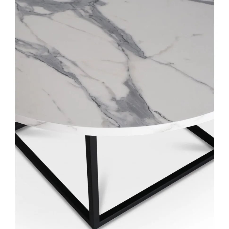 Sintorp runt soffbord Ø90 cm - Vit marmor (Exklusivt laminat)