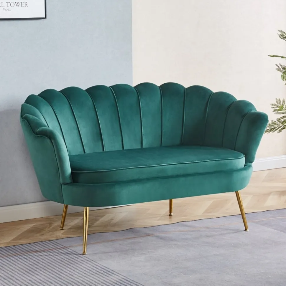 2-sits soffa grön/mässing - Kingsley + Möbeltassar