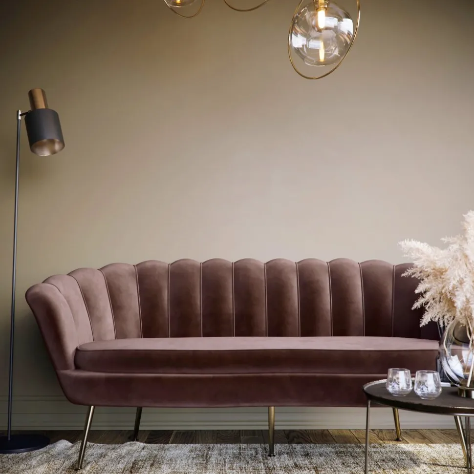 3-sits soffa i brun sammet - Kingsley