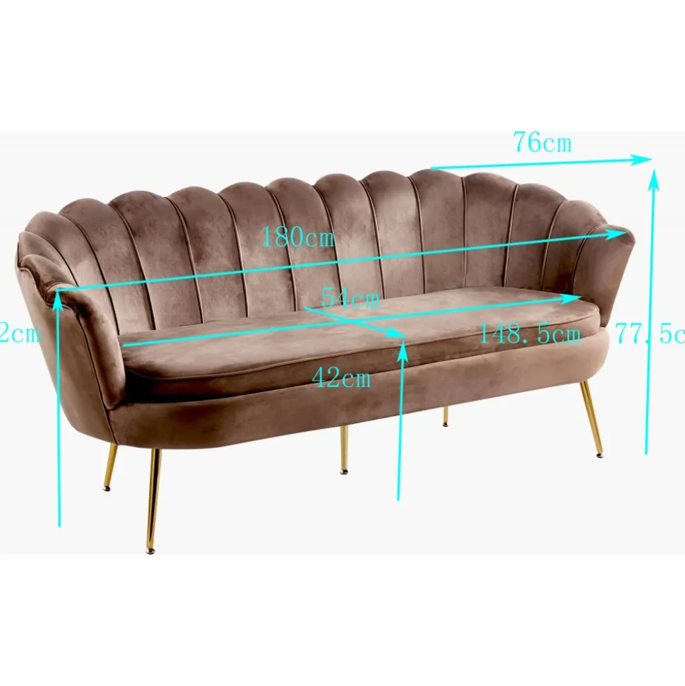 3-sits soffa i brun sammet - Kingsley