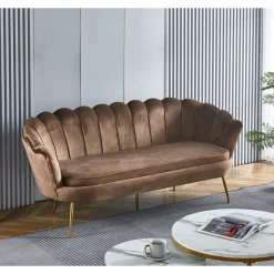 3-sits soffa i brun sammet - Kingsley