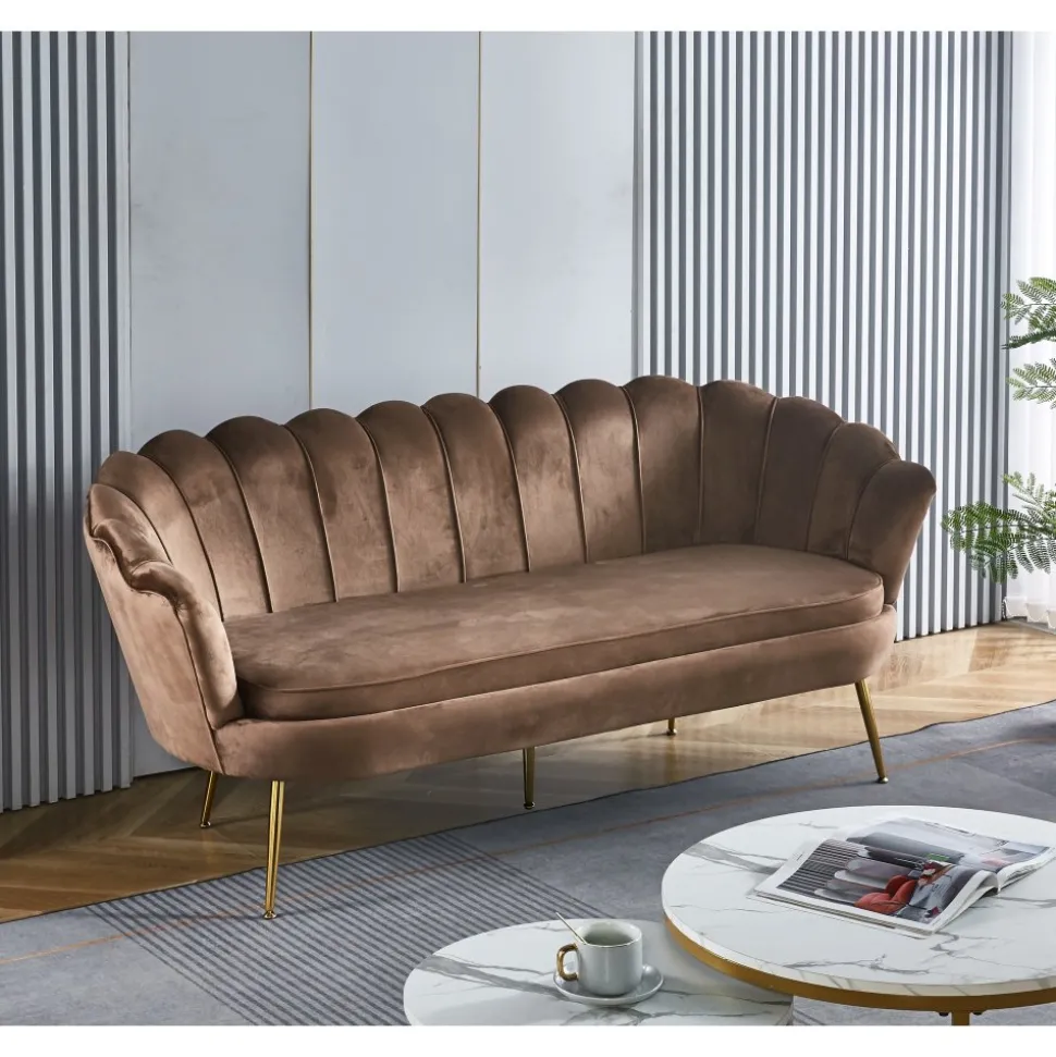 3-sits soffa i brun sammet - Kingsley