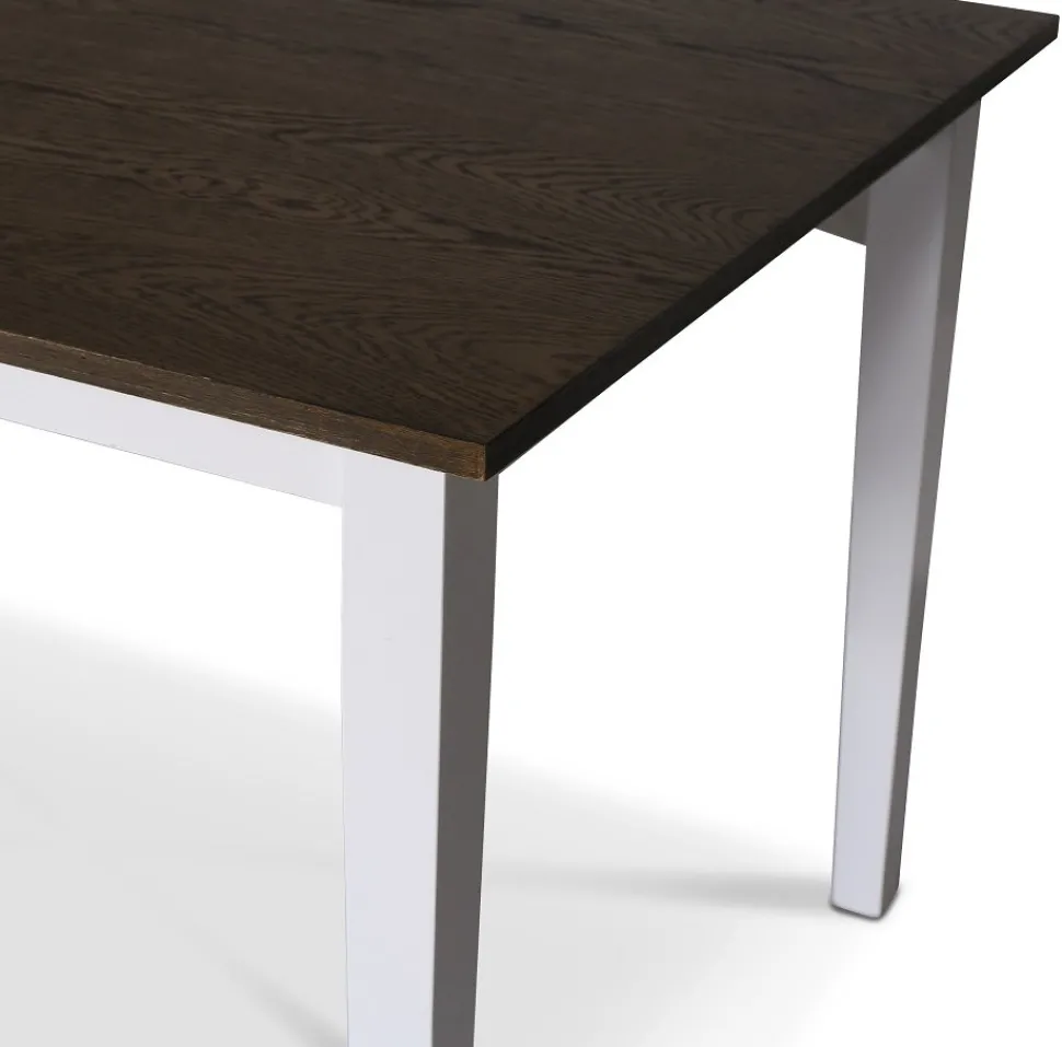 Skagen matgrupp; matbord 140 cm - Vit / brunbetsad ek med 4 st Danderyd No.16 matstolar Svart + 4.00 x Stolsdyna