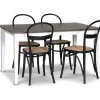 Skagen matgrupp; matbord 140 cm - Vit / brunbetsad ek med 4 st Danderyd No.16 matstolar Svart + 3.00 x Möbeltassar