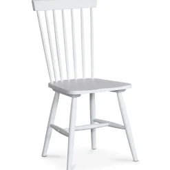 Skagen matgrupp; runt matbord Ø120 cm - Vit / brunoljad ek med 4 st vita Karl Pinnstolar