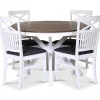 Skagen matgrupp; runt matbord Ø120 cm - Vit / brunoljad ek med 4 st Skagen stolar med grå sits + 4.00 x Stolsdyna