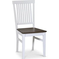 Skagen matgrupp; runt matbord Ø120 cm - Vit / brunoljad ek med 4 st Skagen stolar (Ribbor i ryggen) med brunoljad eksits + 4.00 x Stolsdyna