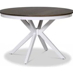 Skagen matgrupp; runt matbord 120 cm - Vit / brunbetsad ek med 4 st Danderyd No.16 stolar Svart + 3.00 x Möbeltassar