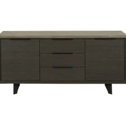 Skänk 160 cm bred mörkbetsad ek med betongskiva