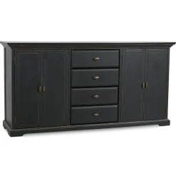 Skänk 180 cm bred svart + Möbeltassar