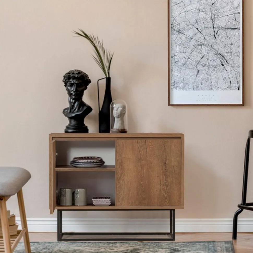 Skänk i valnöt 90 cm bred + Möbeltassar