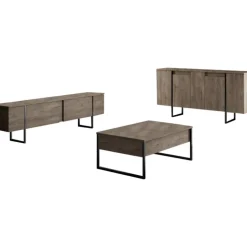 Skänk Lux i Valnöt/Svart - 160 cm